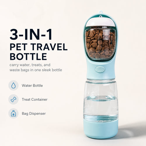 3-in-1 Dog Travel Water Bottle with Foldable Bowl